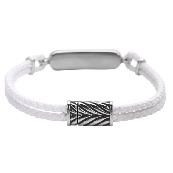 White Howlite ✦ Leather Bracelet ✦ 17ctw Stainless Magnetic Clasp 8" Unisex - Picture 5 of 8
